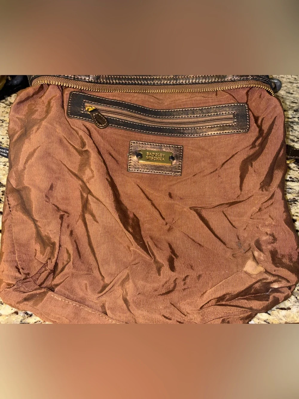Y2K Vintage Badgley Mischka Leather Hobo Bag Gold